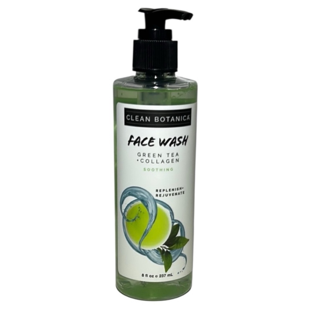 Clean Botanica Green Tea Collagen Face Wash Soothing NEW 8oz PC